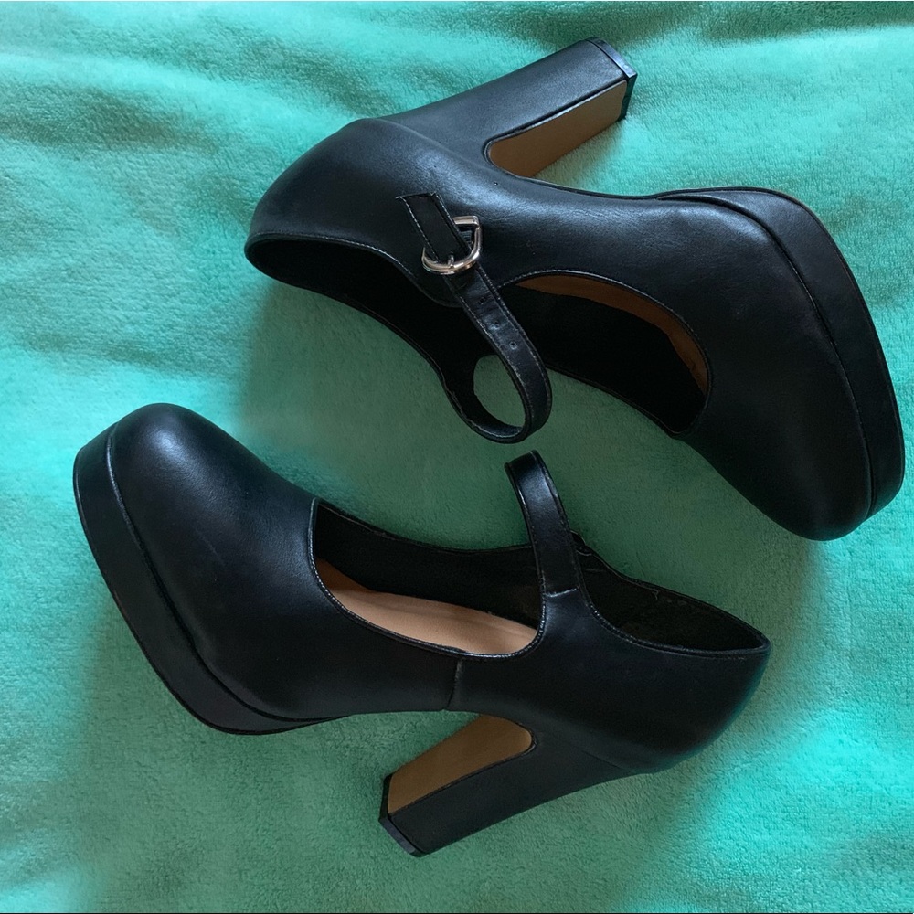 Black vintage school girl high heel shoe